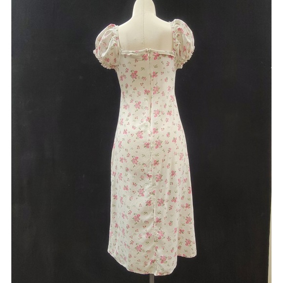 Babydoll Milkmaid Dress Size XS Coquette Dainty Floral Cottagecore Side Slit - Picture 3 of 12